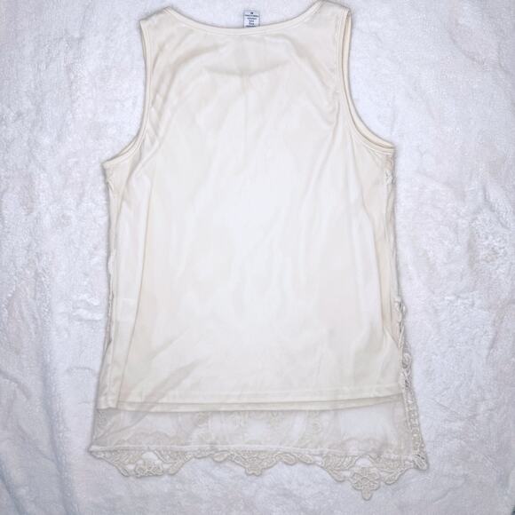 BAR III Macy's Sleeveless Cream Crochet Layered Tank Sleeveless Blouse Top Med - Picture 4 of 8